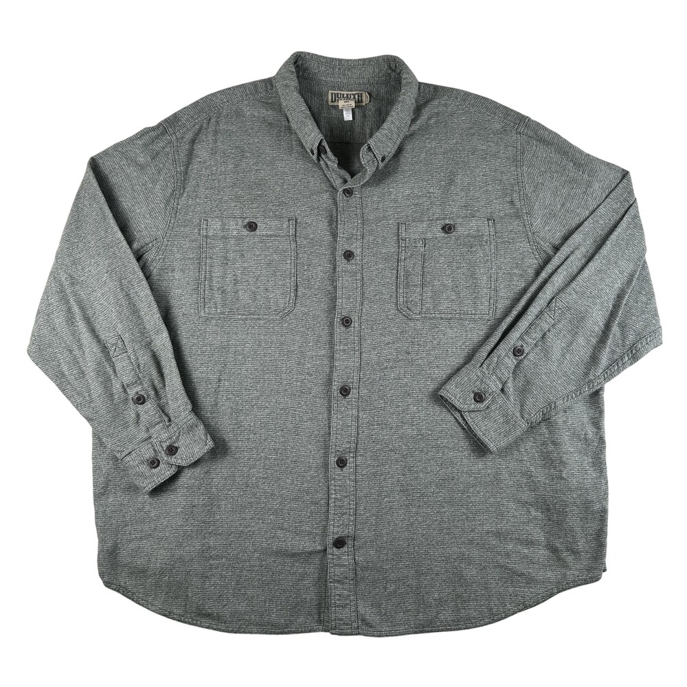 Duluth Trading Co Shirt Mens 3XL Gray Solid Long Sleeve Button Up Knit Workwear
